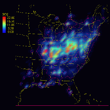 Graphic of SO2 concentrations from RADM