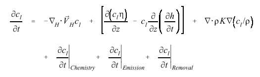 Graphic of continuity equation for concentrations