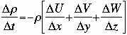 Mathematical equation for continuity equation