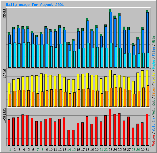 Daily usage for August 2021