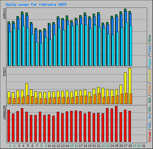 Daily usage for February 2025