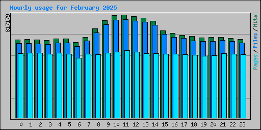 Hourly usage for February 2025